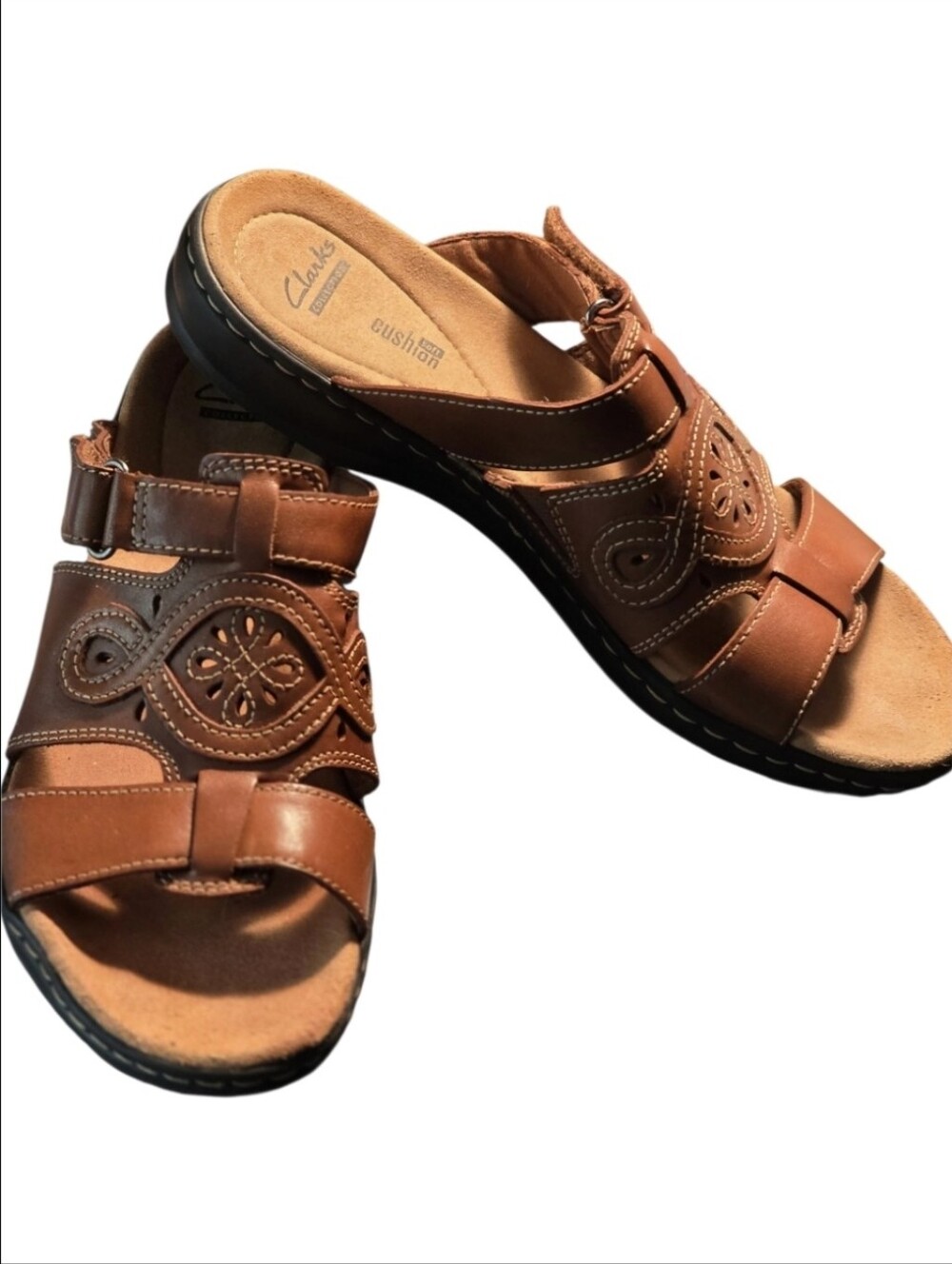 Clarks Women's Leisa Higley Leather Slide Sandals US9 GUC